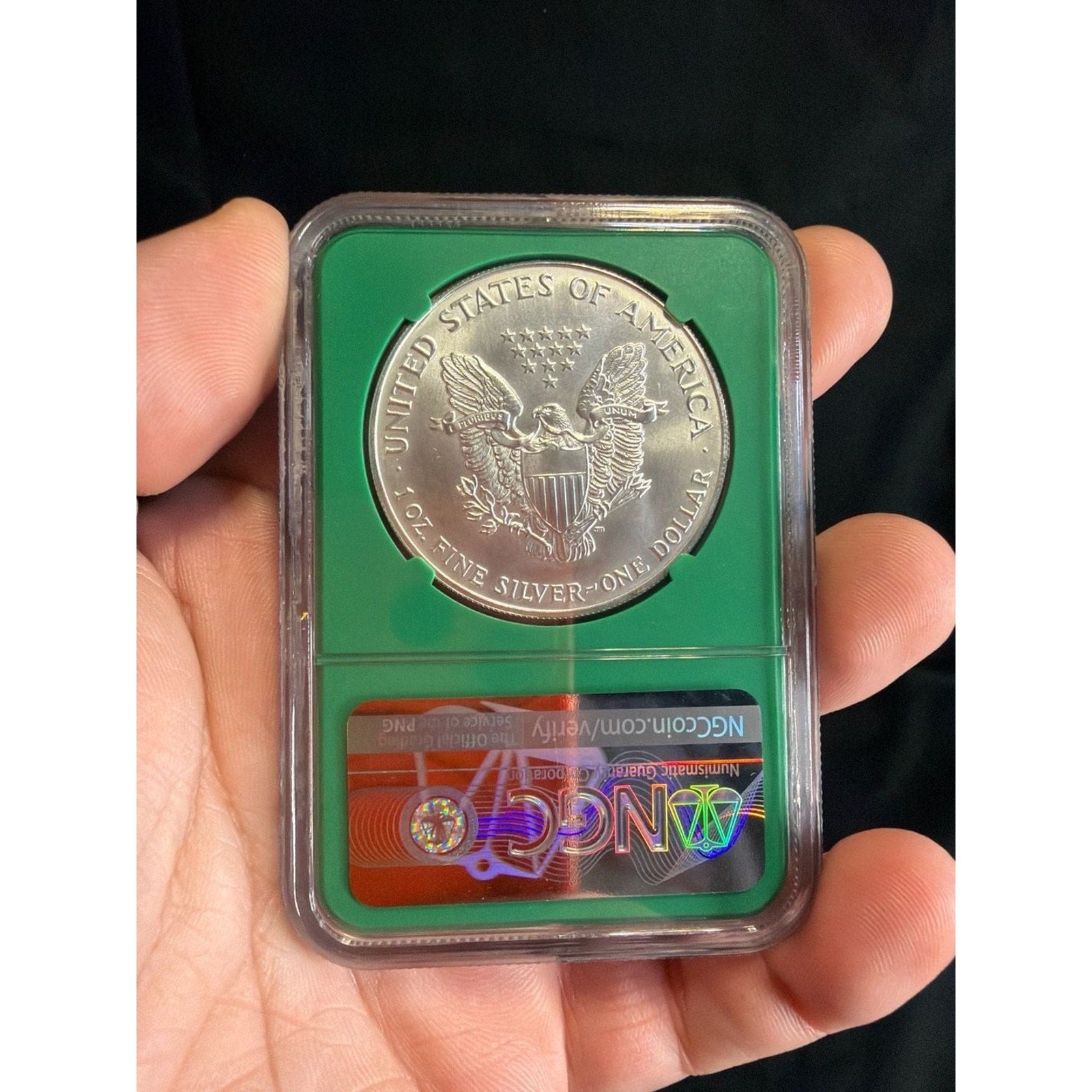 1992 American Silver Eagle Early Production NGC MS-69, Green Core EF133