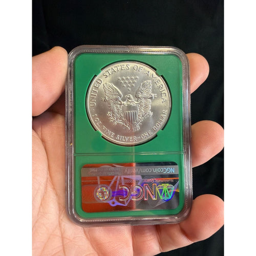 1992 American Silver Eagle Early Production NGC MS-69, Green Core EF133