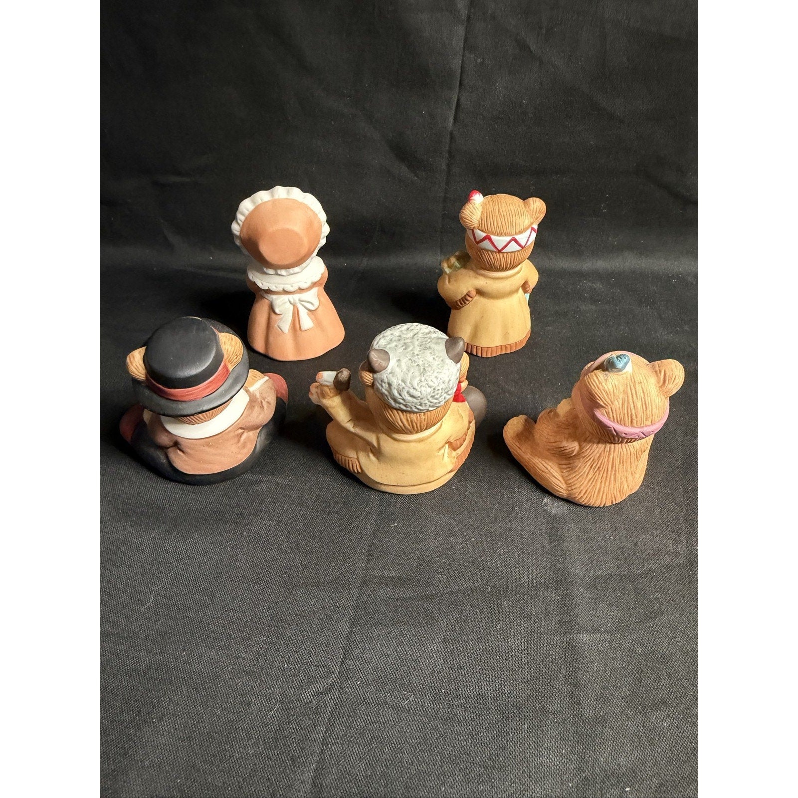 HOMCO Thanksgiving Fall Teddy Bear Figurines Lot of 5 Ceramic 5312 Decor (F7)
