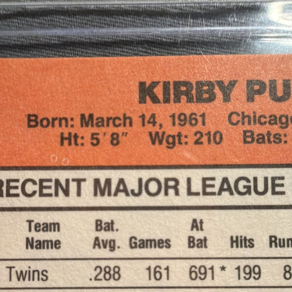 Error Card- Donruss 1990 Kirby Puckett #BC-8 Twins MVP Baseball Card - DOB Error