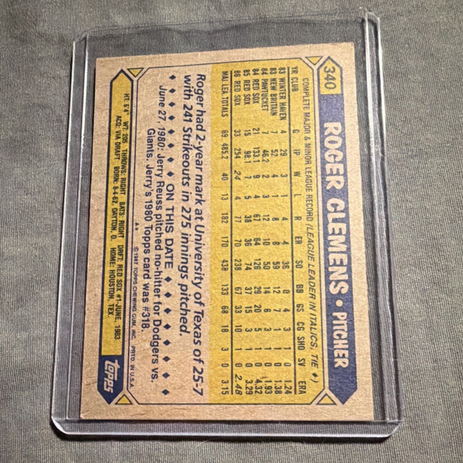 1987 Topps - Roger Clemens #340