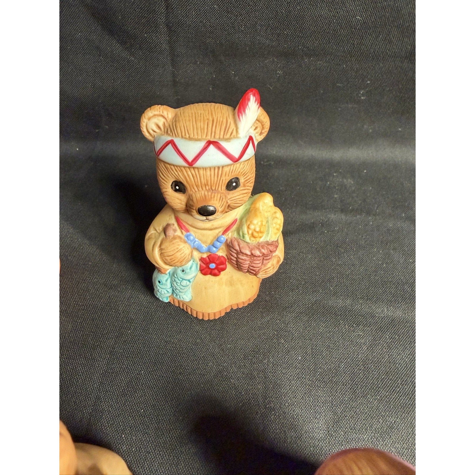 HOMCO Thanksgiving Fall Teddy Bear Figurines Lot of 5 Ceramic 5312 Decor (F7)