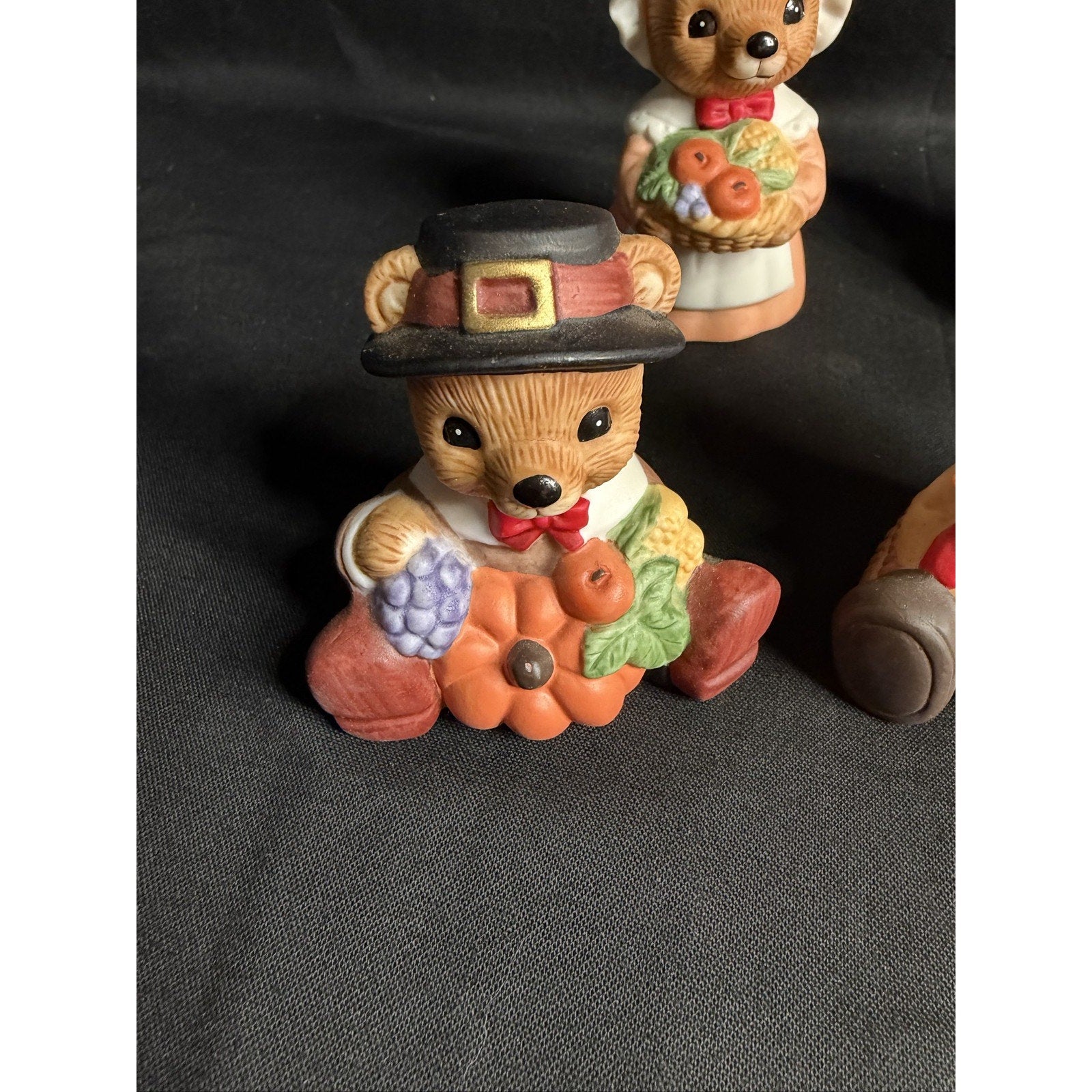 HOMCO Thanksgiving Fall Teddy Bear Figurines Lot of 5 Ceramic 5312 Decor (F7)
