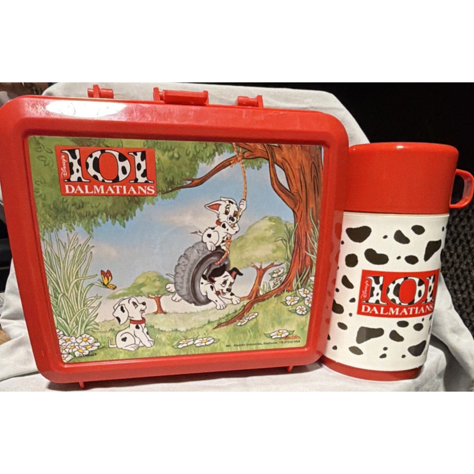 Brand New - Aladdin Disney 101 Dalmatians Red Lunchbox with Matching Thermos