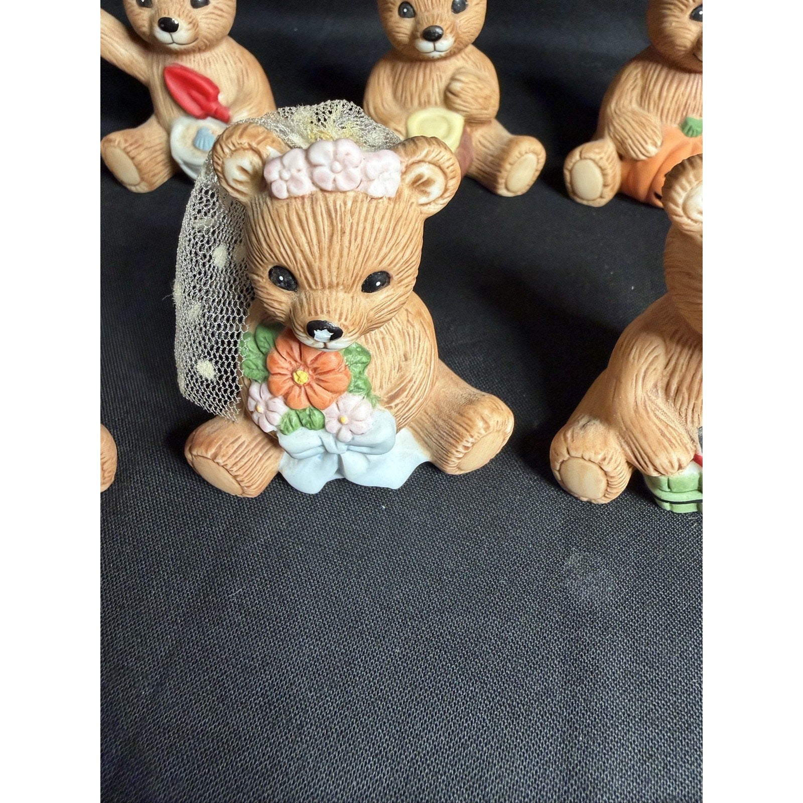 HOMCO 1413 Seasonal Teddy Bear Figurines 10 Holiday Set Ceramic (F8)