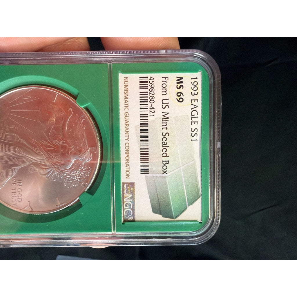 1992 American Silver Eagle Early Production NGC MS-69, Green Core EF133