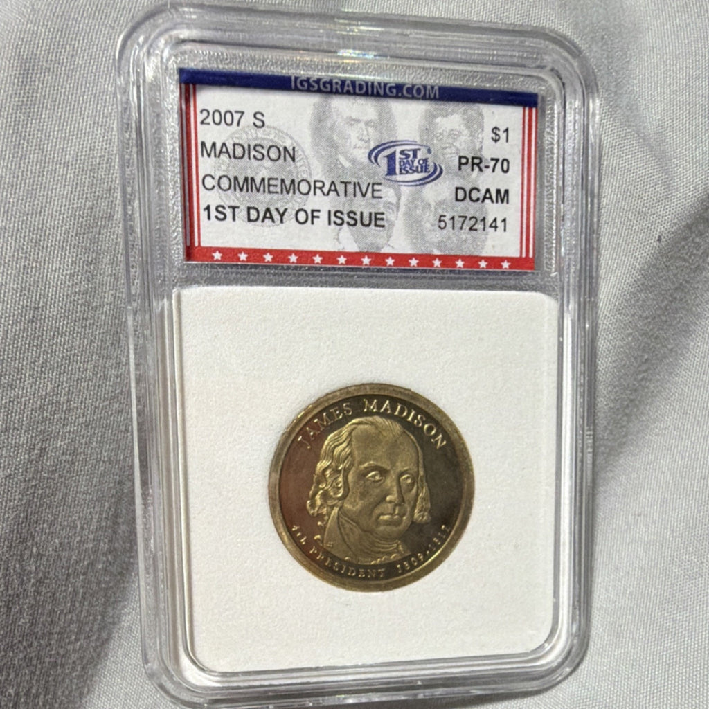 2007 S James Madison $1 Presidential Proof Coin PR-70 Deep Cameo IGS 5172141