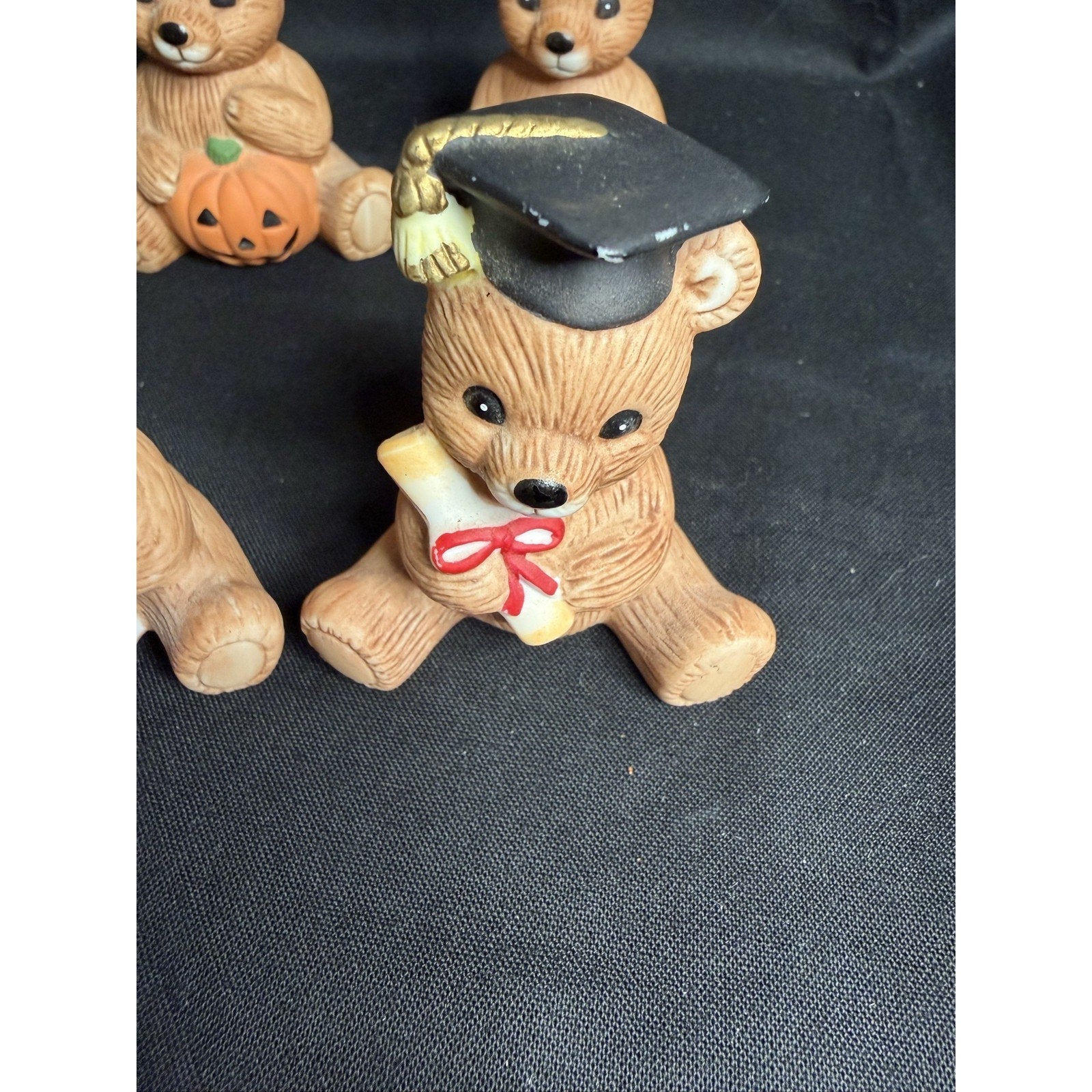 HOMCO 1413 Seasonal Teddy Bear Figurines 10 Holiday Set Ceramic (F8)