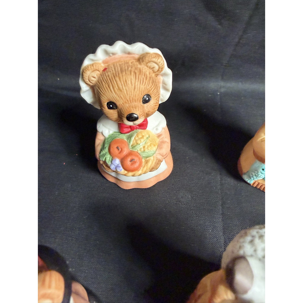 HOMCO Thanksgiving Fall Teddy Bear Figurines Lot of 5 Ceramic 5312 Decor (F7)