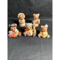 HOMCO Thanksgiving Fall Teddy Bear Figurines Lot of 5 Ceramic 5312 Decor (F7)