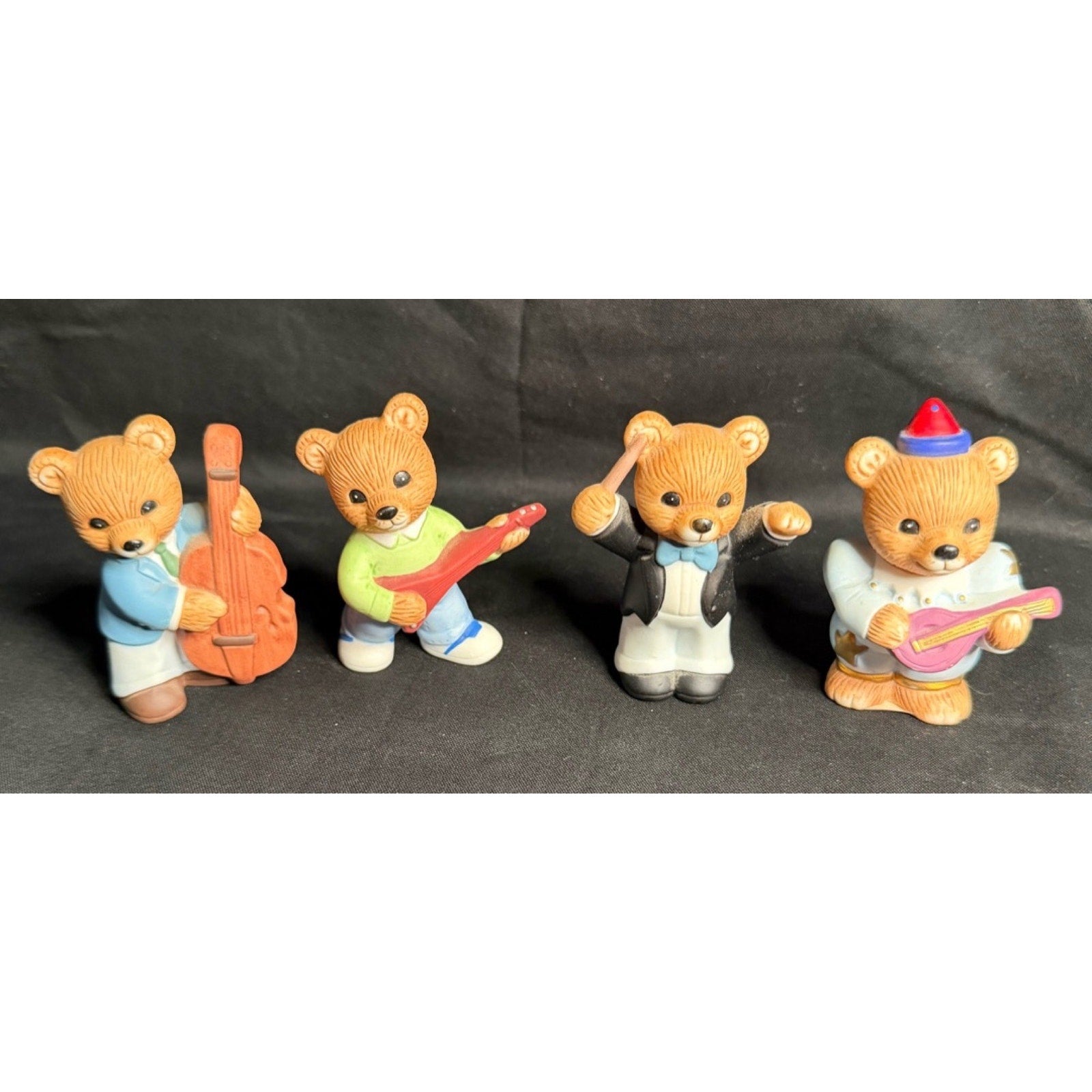 Homco Bear Musical Band Orchestra Figurines Lot of 4 #1421 #1422 (F9)