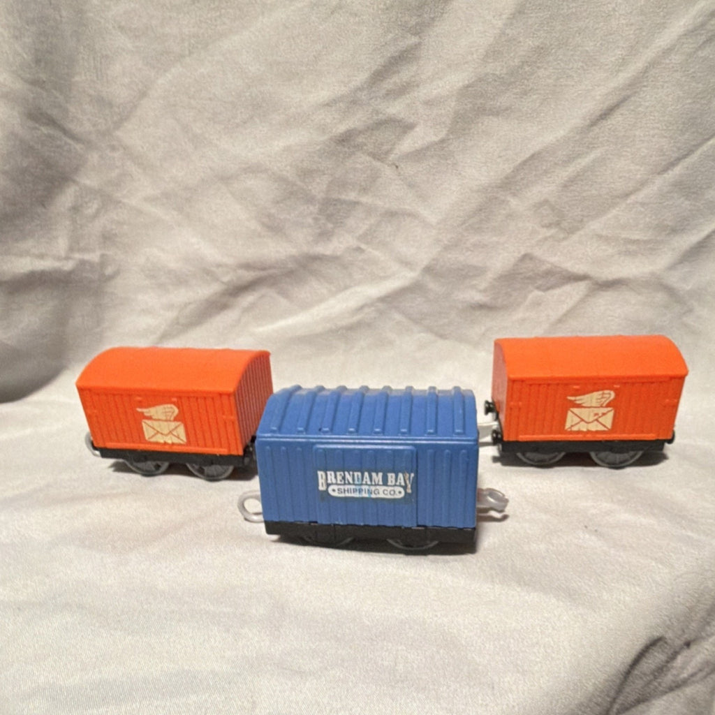 Brendam Bay Shipping Co. Blue Orange Plastic Rolling Stock Train Cars Set