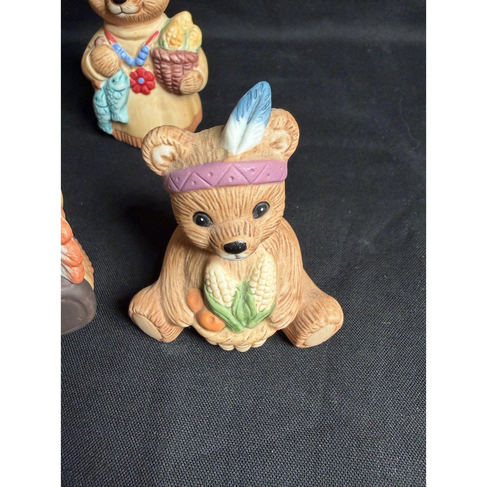 HOMCO Thanksgiving Fall Teddy Bear Figurines Lot of 5 Ceramic 5312 Decor (F7)