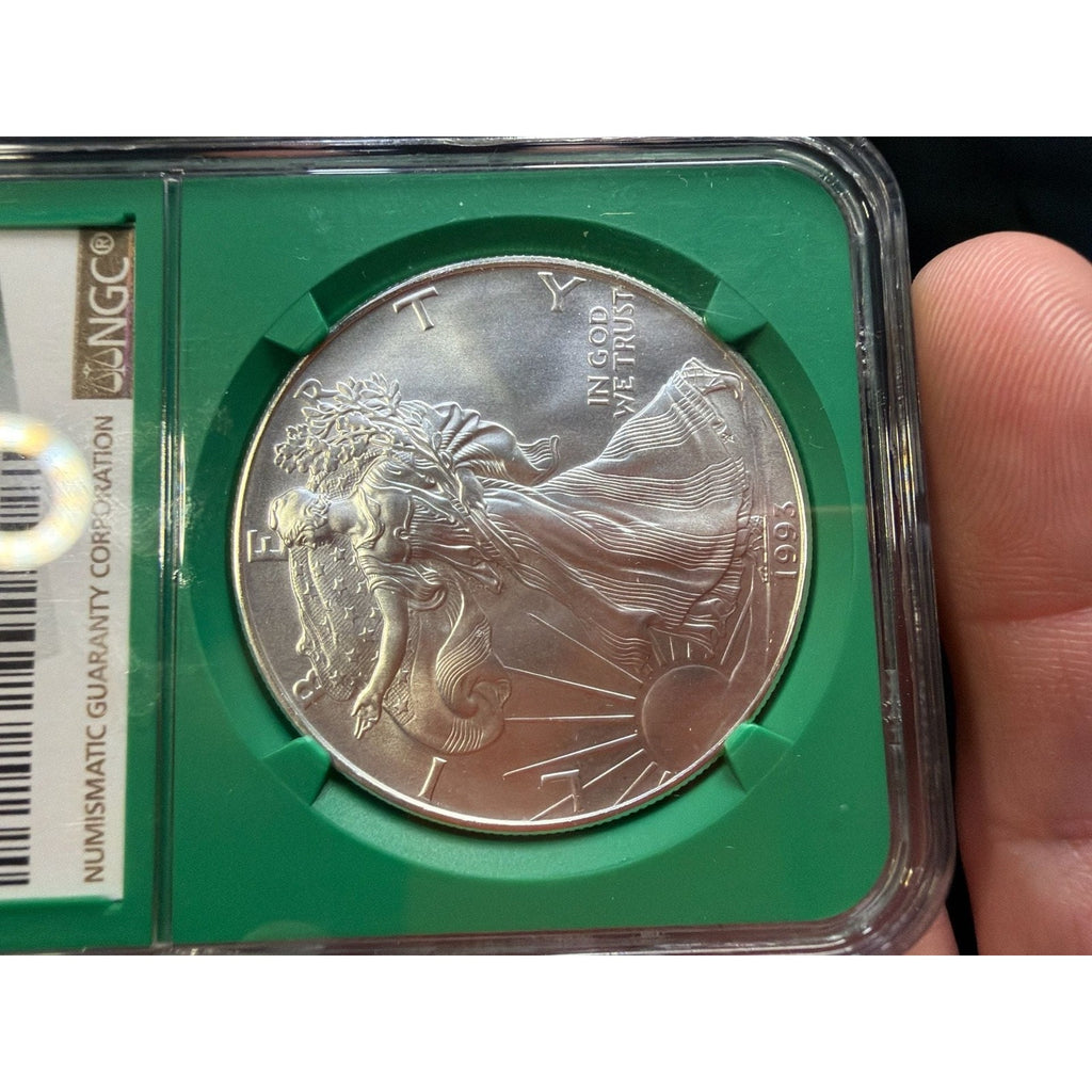1992 American Silver Eagle Early Production NGC MS-69, Green Core EF133